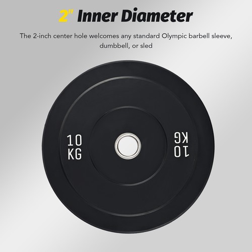 Twin 10 kg Olympic Bumper Plates for 2in Barbells Set of 2 Rubber Weight Plates - Picture 8 of 14