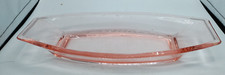 Pink Depression Curved Rectangle Glass Candy Nuts Decoration Dish vtg and rare