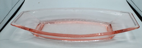 Pink Depression Curved Rectangle Glass Candy Nuts Decoration Dish vtg and rare