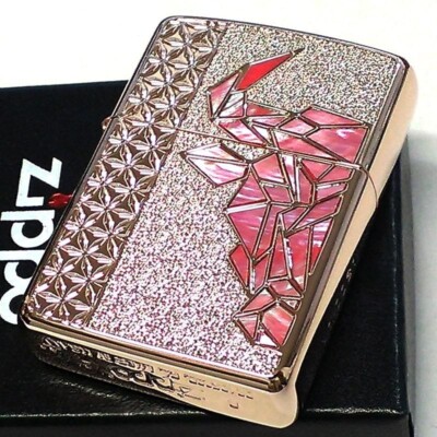 beauty:beast zippo デジカモピンク Zippo Oil Lighter Bull Rose Pink Shell Inlay Brass Armor Case