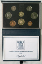 1986 Royal Mint Annual Proof coin set in blue display case with COA  & outer box