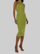  320 Misha Women's Green Nicolette Draped Jersey Halter Dress Size 10