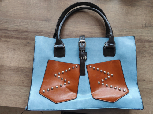 schöne Handtasche, Shopper von John Baner  - blau braun Kunstleder   NEU - Bild 1 von 6