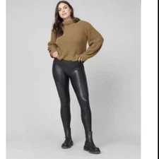 Spanx Faux Leather Moto Leggings Sz S black