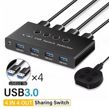 4 In 4 Out KVM USB3.0 Switch Controller Adapter USB2.0 Printer Splitter Switcher