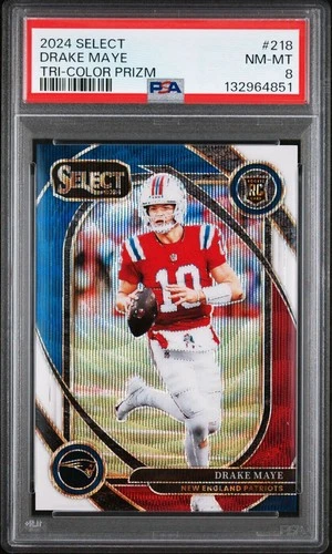2024 Select Drake Maye Club Level Tri-Color Prizm RC #/149 Patriots PSA 8