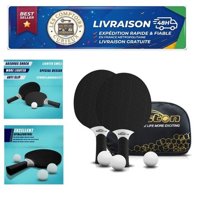 Senston Table Tennis Racket Set 2 Paddles 3 Balls Storage Bag