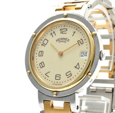 [EXC+5] Orologio da donna Hermes Clipper quadrante avorio data oro bicolore 32 mm Qz GIAPPONE