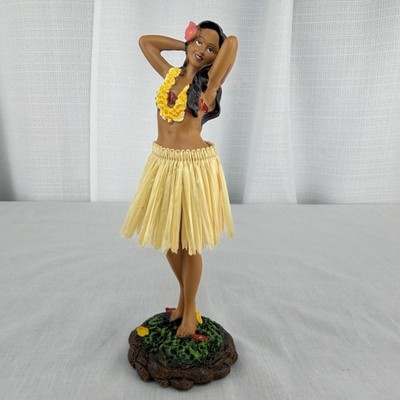 Hawaiian Leilani Dashboard Hula Doll 7'' Bobble Skirt Flower Pose Hand Made KCCO