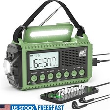 NOAA Weather Radio Emergency Solar Crank 7 Band Rechargeable USB Flashlight Home