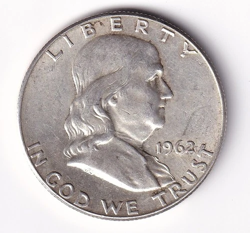 1962 P Franklin Silver Half Dollar 50c Coin 90% Silver n.16