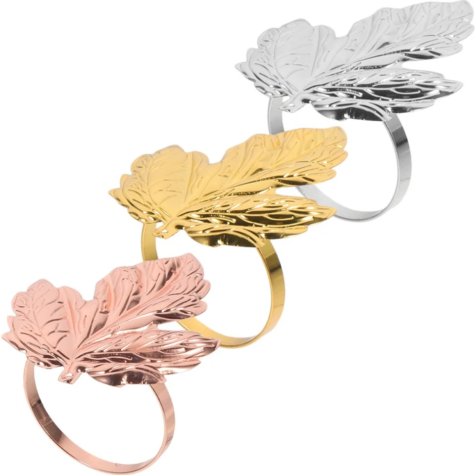 3 Pcs Anello Portatovagliolo Tovaglioli Da Tavola Anelli Fibbia Del Di Metallo - Immagine 3 di 4