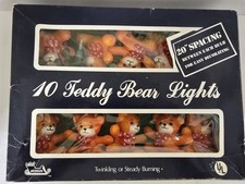 Vtg Christmas Teddy Bears String 10 Light Set Bronson Need 1 bulb Tested Works