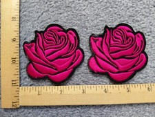 LOT OF 2 BEAUTIFUL ROSE FLOWERS IRON ON PATCHES