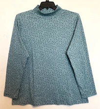 Croft & Barrow Size 3X Sage & Teal floral mock neck knit top, long sleeve, NWT