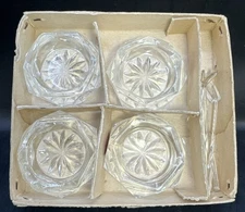 Vintage Czechoslovakia Crystal Salt Cellars With Spoons Set of 4 Original Box