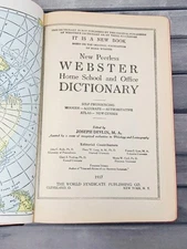 1937 New Peerless Webster Dictionary World Publishing Company Joseph Devlin NY
