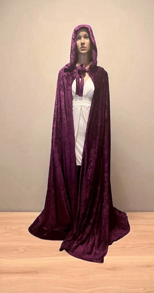 Capa Lancelot terciopelo aplastado púrpura disfraz de Halloween Feria Ren Foto 3 de 4