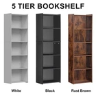 5-Tier Bookcase Bookshelf Open Shelf Storage Rack for Display Black/White