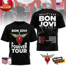 Bon Jovi 2026 Forever Tour T-Shirt, Bon Jovi 2026 Concert Rock Band Tee Fan Gift
