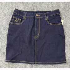 Jordache Vintage Women's Denim Skirt Dark Wash Embroidered Horse Size 9 10