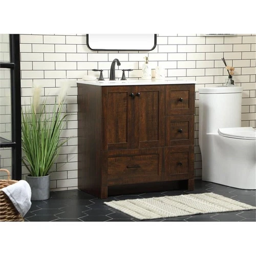 Elegant Decor Soma 32" Aluminum MDF Single Bathroom Vanity in Expresso - Picture 2 of 8