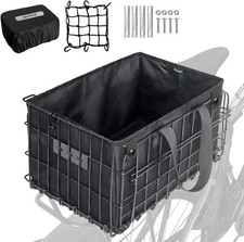 Bike Basket Rear,Bicycle Folding with Removable Liner,Rainproof Cover and Cargo
