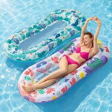 Inflatable Pool Lounger Float 2 Pack Adult Water Hammock - Multicolor