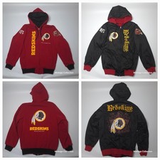 RARE VINTAGE WASHINGTON REDSKINS NFL EMBROIDERED REVERSIBLE FULL ZIP HOODIE Sz M