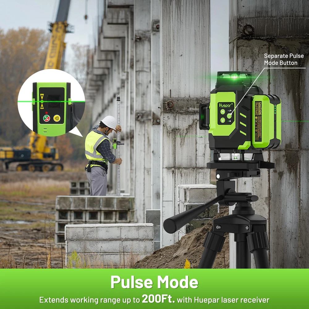 Laser Level, Self-leveling 16 Lines Green Beam 4D Cross Line Tiling Floor Las...