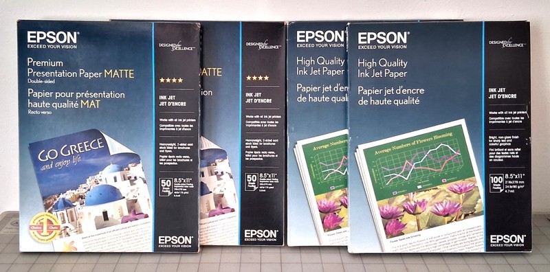 Lot of 4 Epson 8.5x11" Papers H Q Inkjet 50ct & Matte 100ct. In Total 300 Sheets