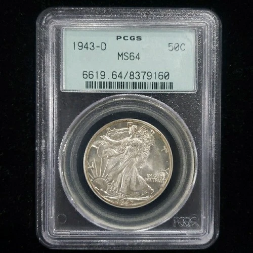 1943-D Walking Liberty Half Dollar PCGS MS64 – OGH Green Label 50C
