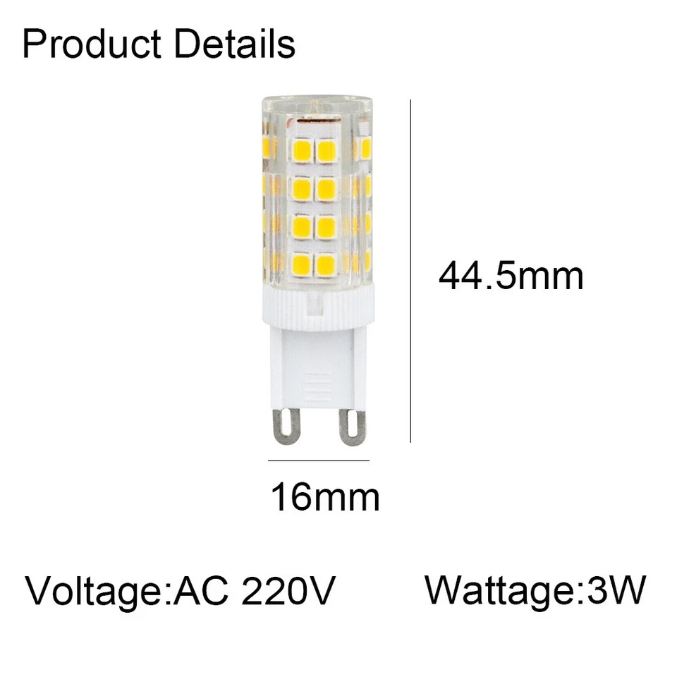 G9 LED Corn Bulb for Candelabra Ceiling Fan AC220V 3W Daylight Ceramics Lamp - Image 2 of 4