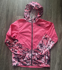 The North Face Windbreaker Jacket Girls 14-16 Pink Hood Zip Lightweight Full Zip