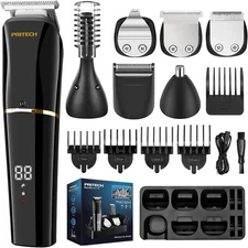 PRITECH Beard Trimmer for Men,6 in 1 Hair Clippers Kit, Precision Cordless Groom