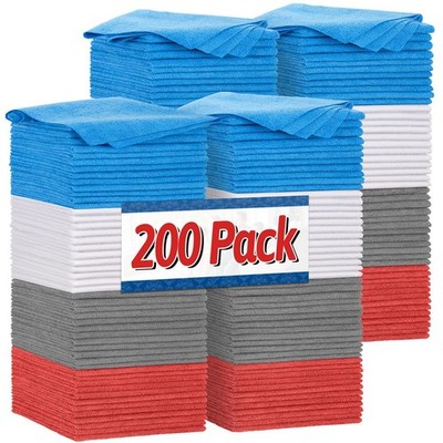 200 Pack Microfiber Cleaning Towels - Absorbent Rags for Cars, Garage, All-Purpo