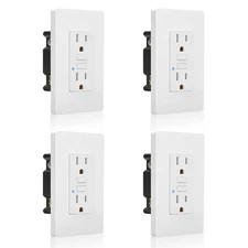 GFCI Outlet 15A with TEST/RESET WR TR LED Indicator ETL Listed + Wall Plate ×4