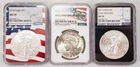 Graded Silver Eagle Peace Dollar Lot Of 3 NGC MS 70 Brilliant Uncirculated !!!!!