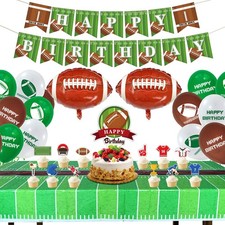 Football Theme Party Supplies - Including HAPPY BIRTHDAY Banner, Football Foi...