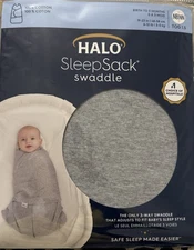 Halo Sleepsack Swaddle for Newborns 3 Way Adjustable Safe Sleep Heather Grey