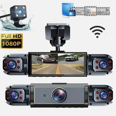 360° 4 Channel 1080P HD Car Dash Cam Front and Rear Inside Left Right +Cam +Wifi