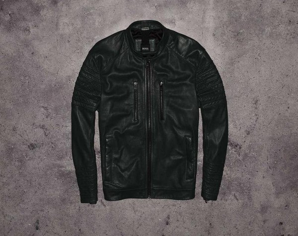 Men Hugo Boss Jacket Green Leather M