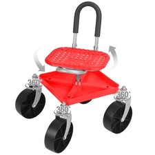 Rolling Garden Cart Height Adjustable Scooter with Swivel Stool Tool Tray NEW