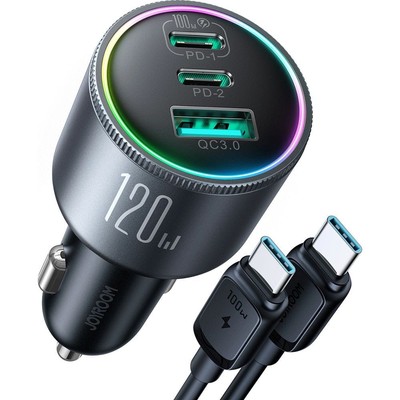 Auto Ladegerate 120W USB-A / 2x USB-C + Kabel 1.2 m Joyroom QC Kfz-Ladegerät