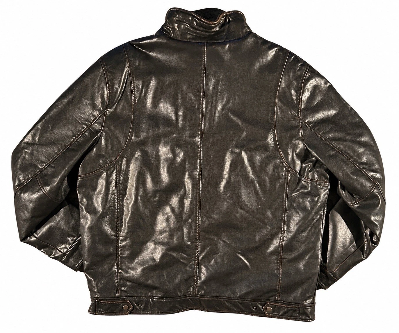 G.H. Bass Men’s XXL Faux Leather Sherpa Lined Jacket Brown NWT Workwear - product detail image 3