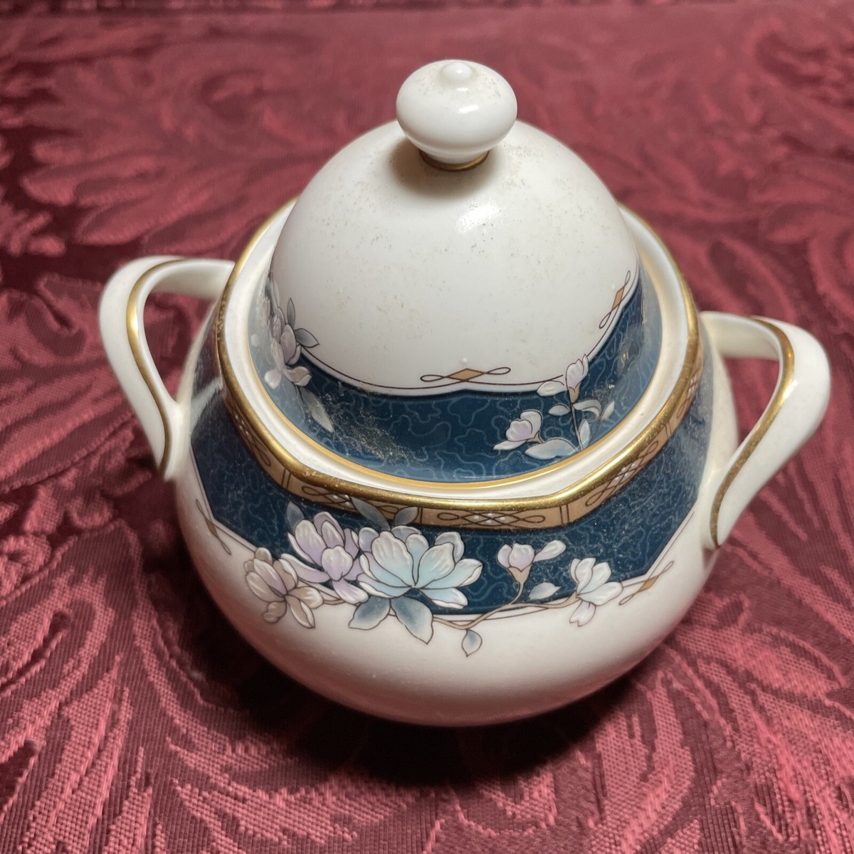 【希少】ノリタケ サンドハースト チュリーン 9742 廃盤 SANDHURST Noritake SANDHURST pattern 9742 Bone China Japan Sugar Bowl with