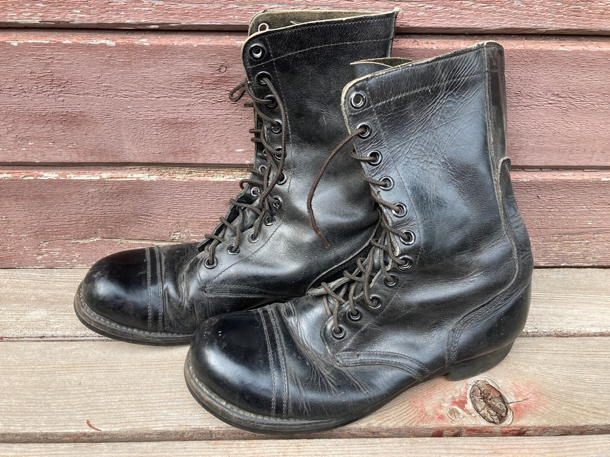 VTG 1950's KOREAN WAR ERA COMBAT MILITARY BOOTS BLACK HTS GRO CORD