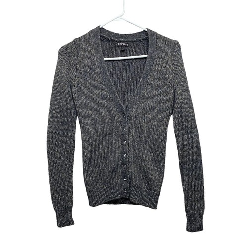 Express Womens Gray Long Sleeve V Neck 