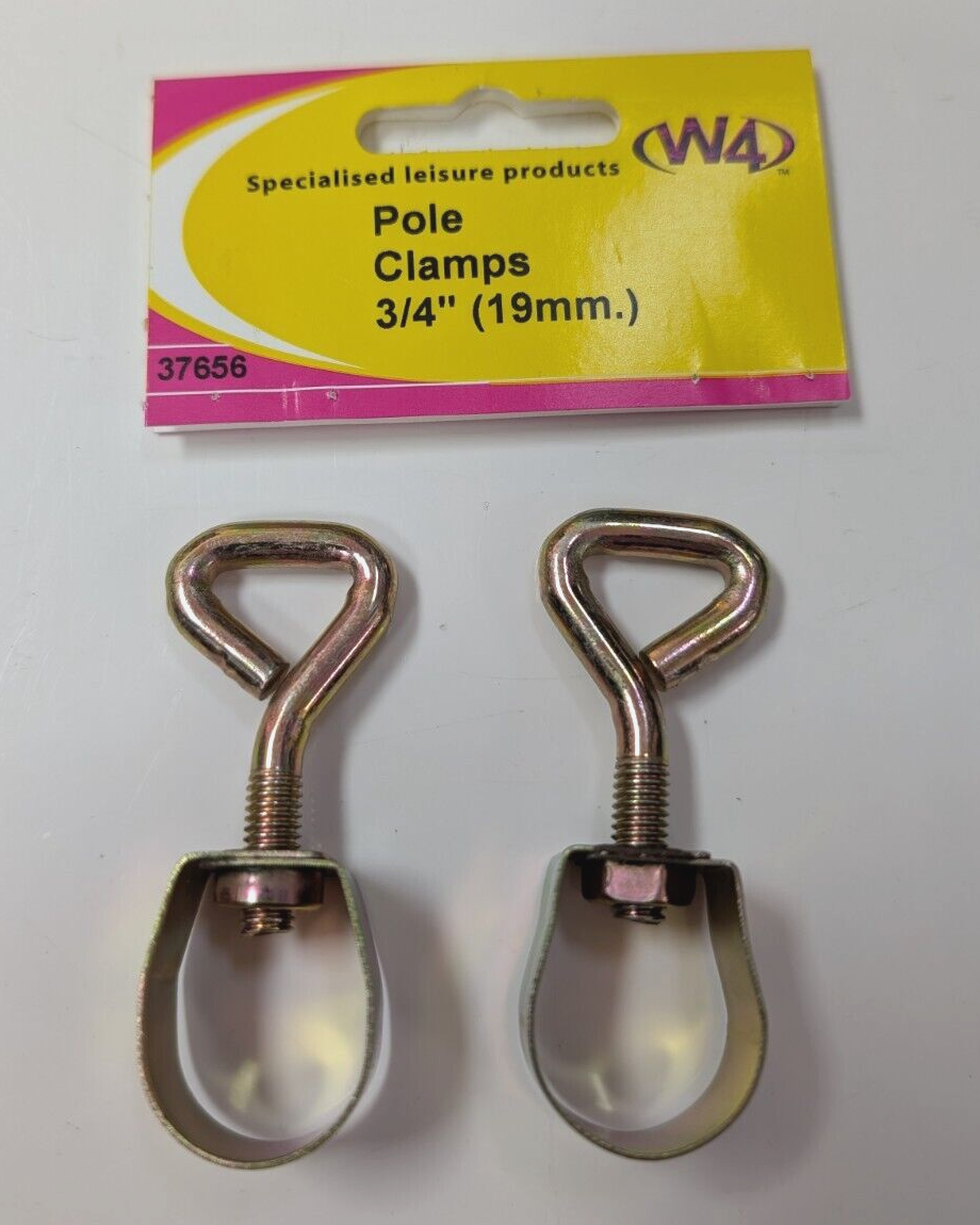 W4 Awning Pole Clamps 3/4"" (19mm) Pack Of 2 for Tent Caravan Camper Motorhome