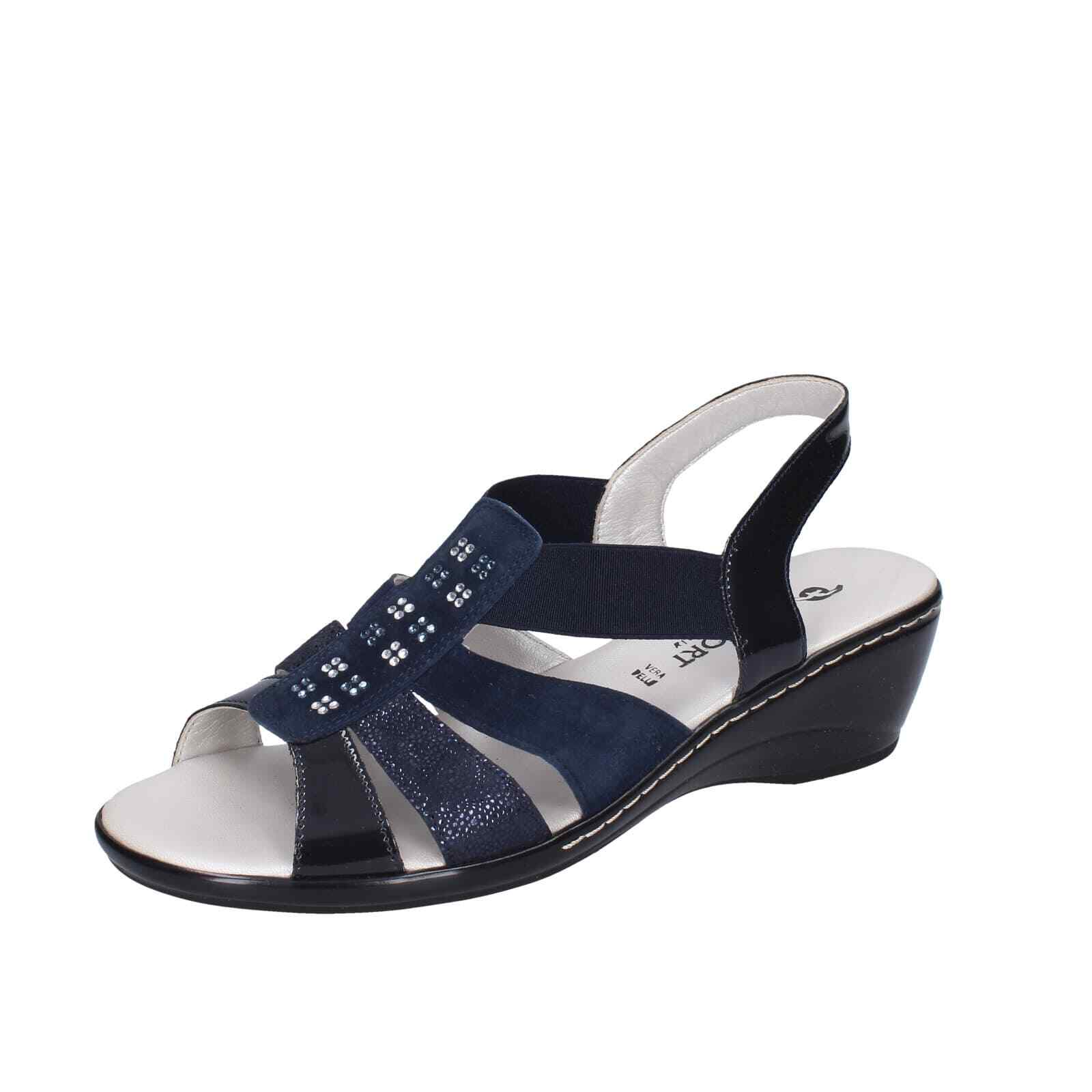 Womens shoes CONFORT 8 (EU 38) sandals blue suede strass EZ364-38